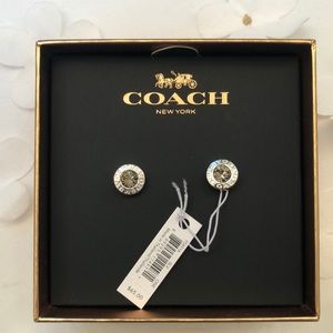Coach Silver Open Circle Stone Earrings (F54516)